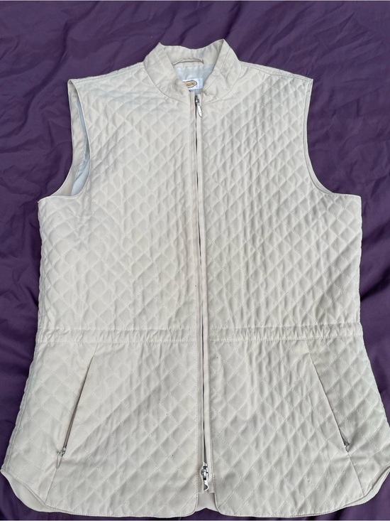 Talbots Jackets & Blazers - Talbots Cream Quilted Zip-Up Vest